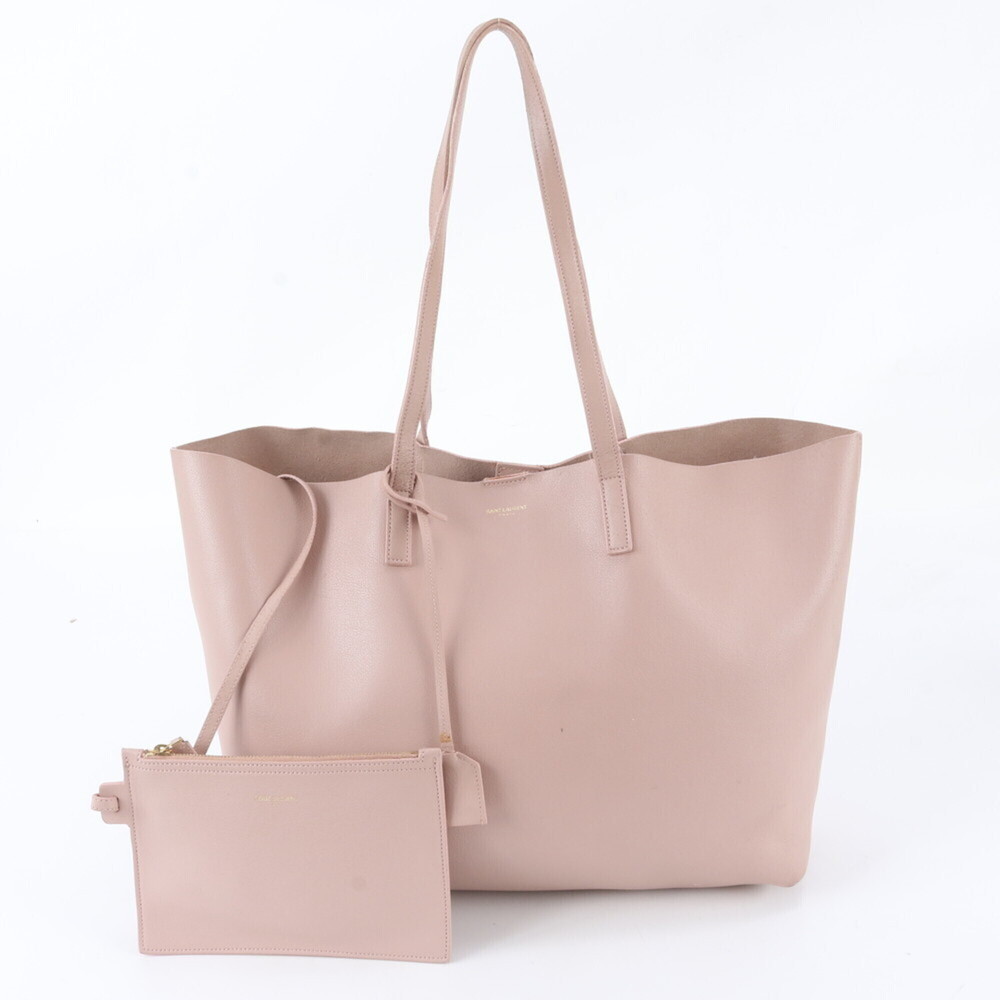 Saint Laurent Paris Sac Shopping Leather Tote Bag Shoulder Handbag with Pouch...